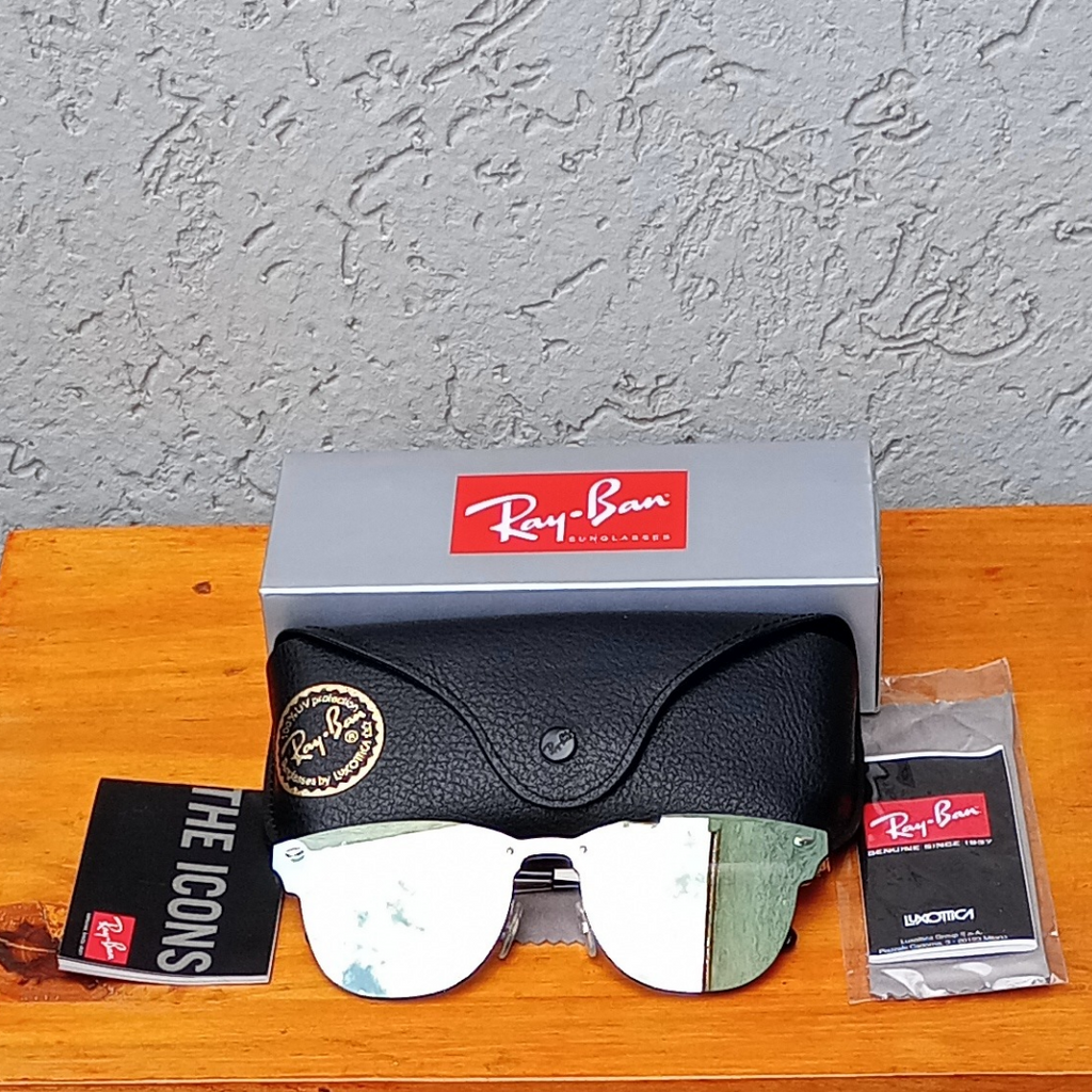 Lentes Ray-Ban Clubmaster Blaze PLATA VERDE ESPEJADO
