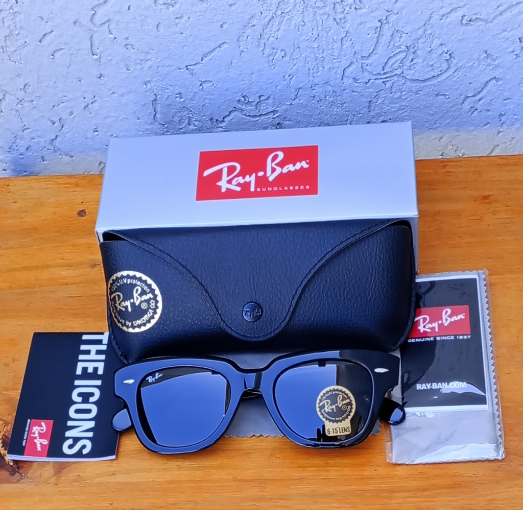 Lentes Ray-Ban STATE STREET – Negro con lentes Celeste