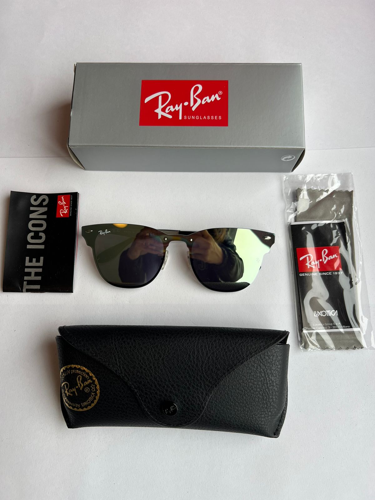 Lentes Ray-Ban Clubmaster Blaze PLATA VERDE ESPEJADO